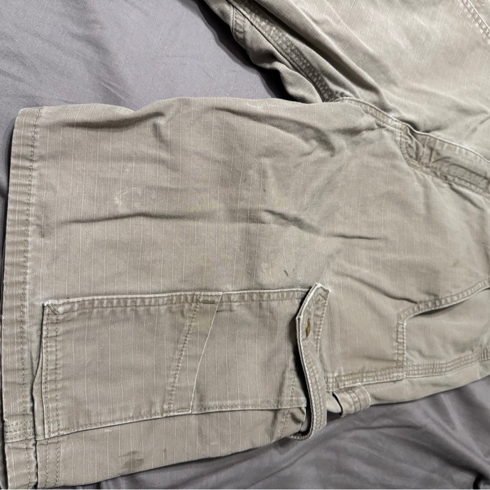 Carhartt Men's Beige Military Drab Cargo Ripstop Shorts Sz 32 Relaxed Fit - Picture 2 of 15